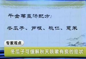 健康之路20131002视频:陈勇讲荸荠治疗哪种咳嗽、千金苇茎汤、五汁饮、冬瓜子清肺化痰